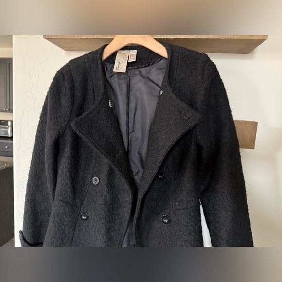 Forever 21|Wool blend black peacoat,tweed style in classic feminine style••Large - Picture 3 of 14